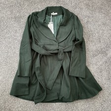 Womens Grace Karin Green A Line Trench Coat Peacoat With Belt - Size Large