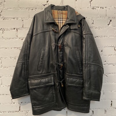 ジャケット・アウター vintage Burberry's jacket coat s Vintage BURBERRY'S Men's Leather Duffel Coat Jacket w/ Detachable