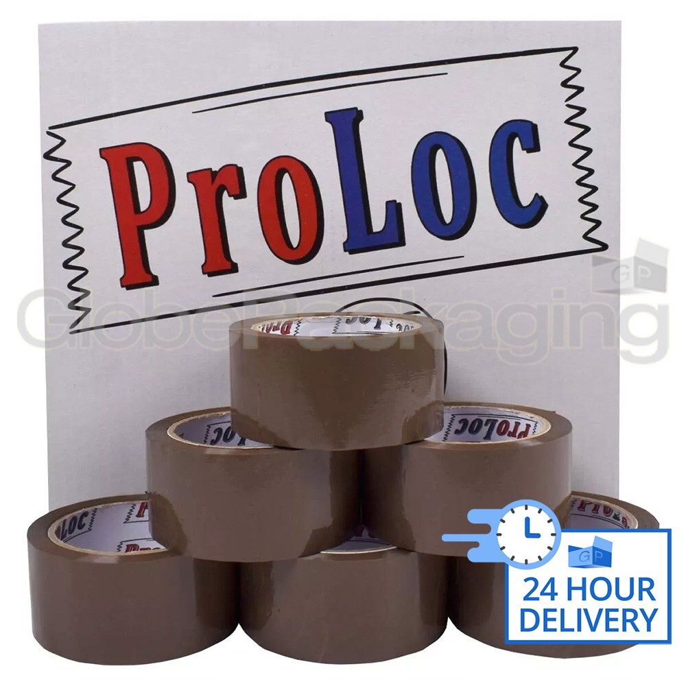 144 Rolls Of ProLoc Branded  LOW NOISE BROWN Buff Parcel Tape 48mm x 66M Pro-Loc