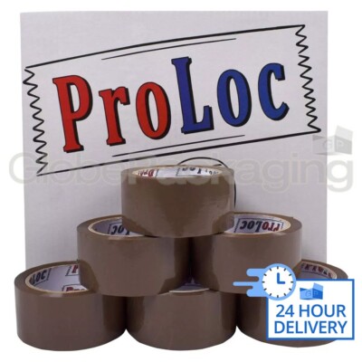 144 Rollen Pro-Loc Marke GERÄUSCHARM BRAUN Buff Paketband 48 mm x 66M