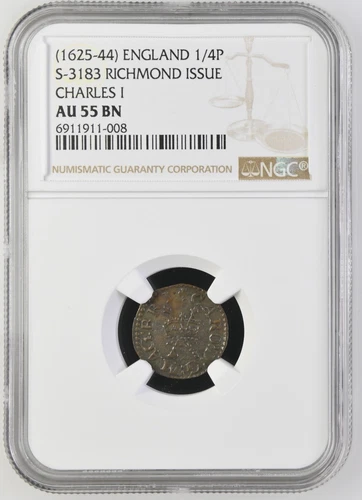 England - 1625-49 Charles I - RICHMOND Farthing - NGC AU55BN - ONLY 1 FINER !