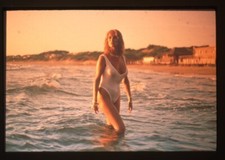 Sybil Danning Risque Busty Leggy Wet Swimsuit Photo Shoot Vintage Transparency 