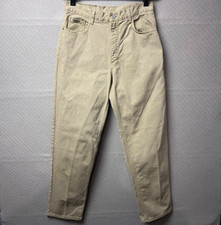 Calvin Klein Jeans Men 33 Beige Denim Leather Tab Cotton Made in USA Y2K