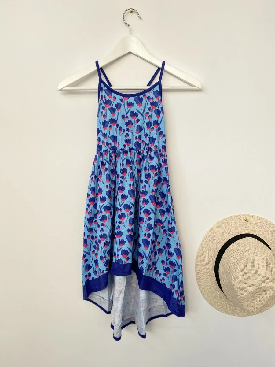 Girls Dress New Size 4-5 Years Blue Floral High Low Dress with pockets