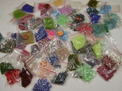 100 (10 Gram) Packets Loose 12/0 & 6/0 China Glass Seed Beads Wholesale (HM-44)