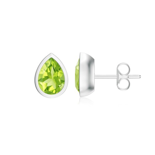 Pear Cut Natural Gemstone Stud Earring For Women Gift | Bezel Set in 14k Gold - Picture 94 of 121