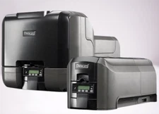 DATACARD CD820 PX30 MULTI-HOPPER ID CARD PRINTER W/ KEYS, TEST CARD AND A/C ADAP