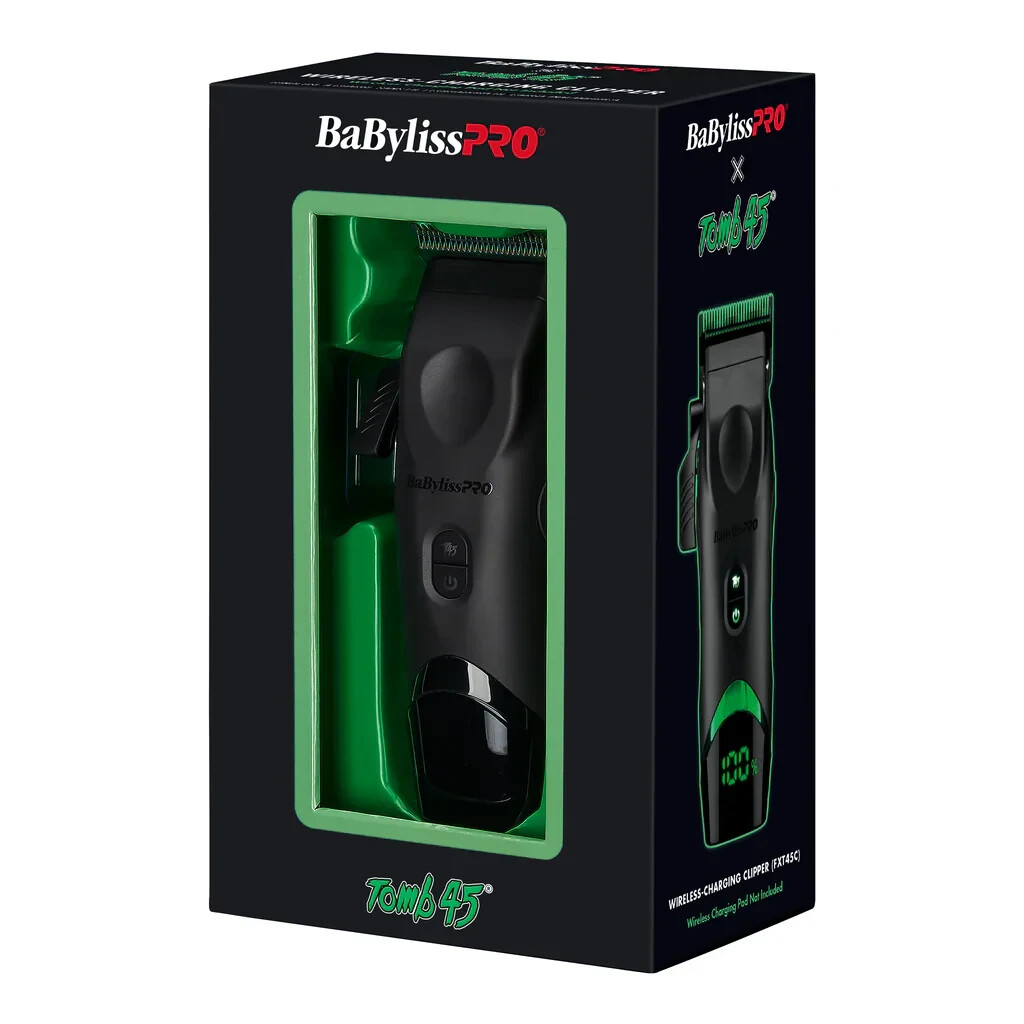 BaByliss Pro Tomb45 Wireless Charging Clipper Black Green BRAND