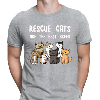 Adopt Don't Shop Rescue Cats Are The Best Breed Mens Womens T-Shirts Tee  Top #D UK