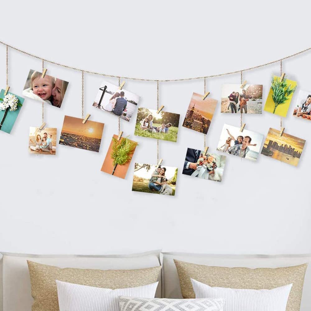 Mini Clothes Pins 260 PCS Small Wooden Clothes Pins with Jute Twine Clothespi...