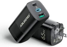 USB C 65W PD 3.0 GaN Charger 3-Port Fast Wall Charger Block Type C Foldable