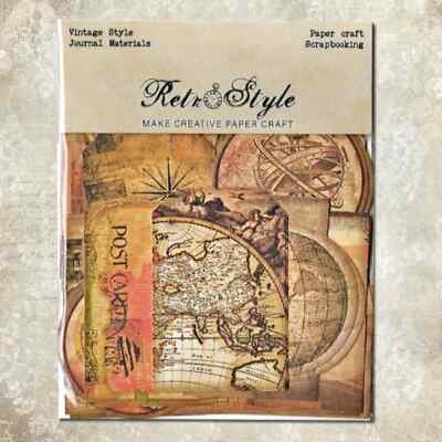 Vintage Style Map Compass Rose Globe Stickers Scrapbooking Card Journal Craft