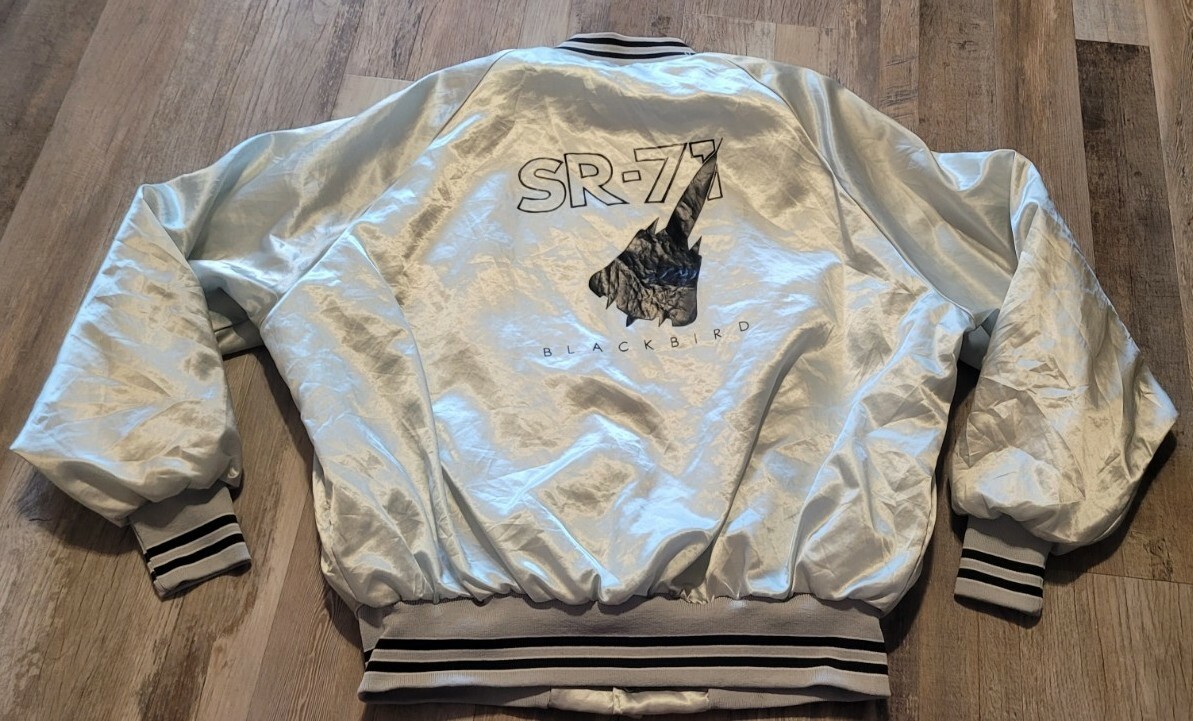 Vintage SR-71 Black Bird Silver Satin Bomber Jacket Military Vintage SR-71 Black Bird Silver Satin Bomber Jacket Military