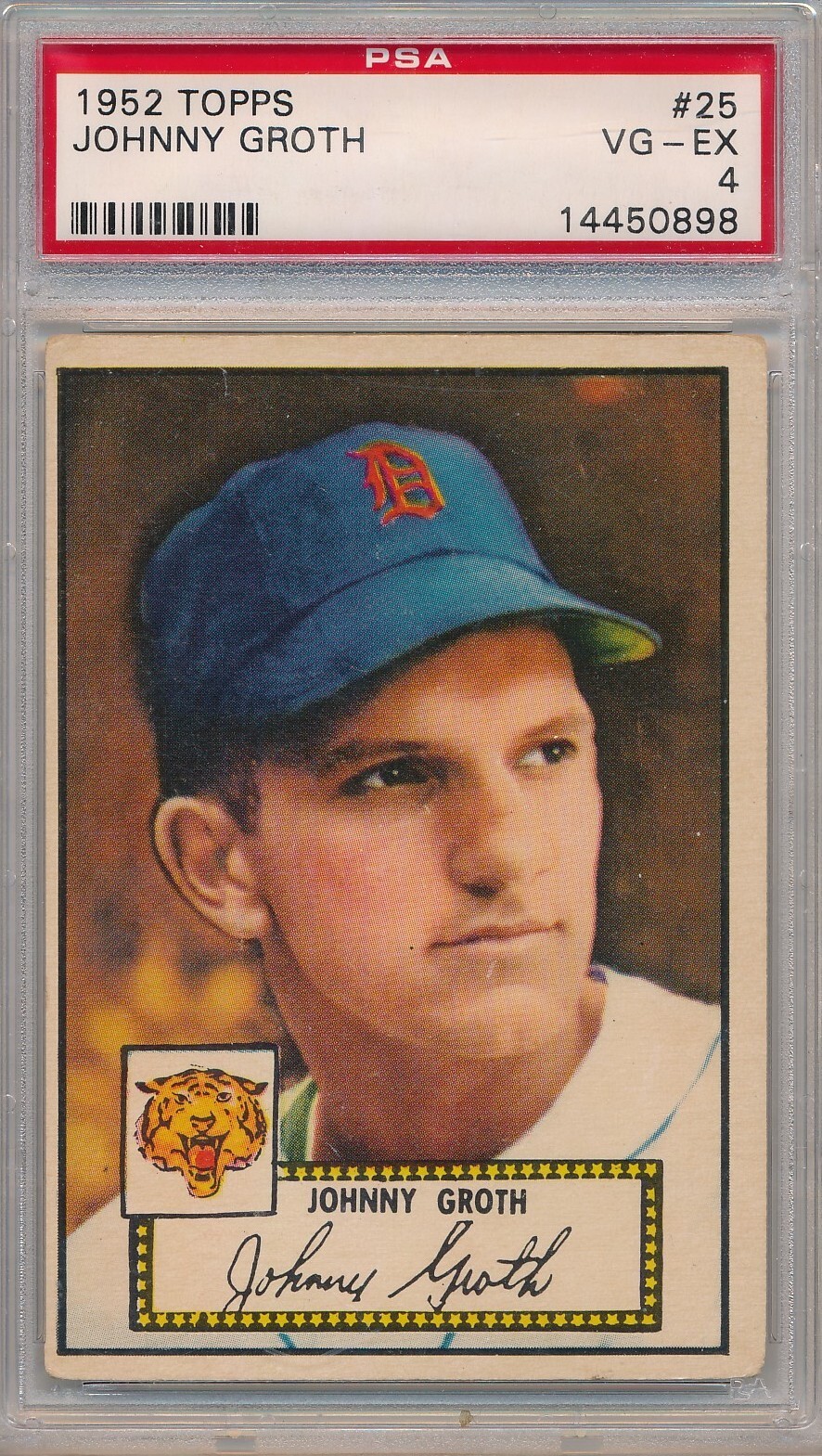 1952 TOPPS #25 JOHNNY GROTH - PSA 4 VG-EX (SVSC)