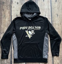MAJESTIC NHL PITTSBURGH PENGUINS HOCKEY THERMA BASE HOODIE BLACK MENS MEDIUM EUC