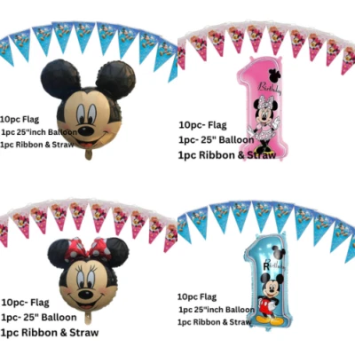 INFLATE DECORATE 5pc Mickey Minnie Mouse Foil Balloons Star Kids Happy Birthday Remote Baloons UK