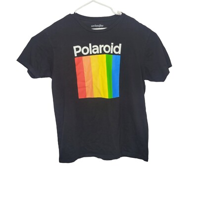POLAROID Short Sleeve Black Logo T-Shirt Men's XL Graphic