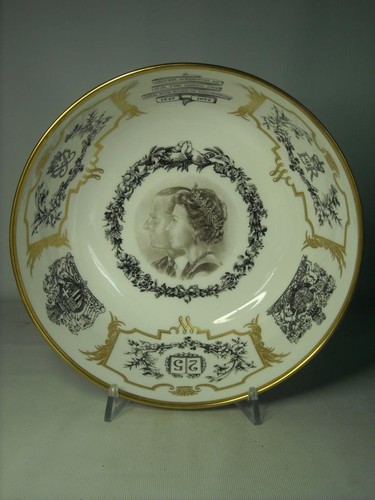 Royal Worcester SILVER WEDDING BOWL + COA 25th Anniversary QEII Duke of Edinburg - Picture 2 of 12
