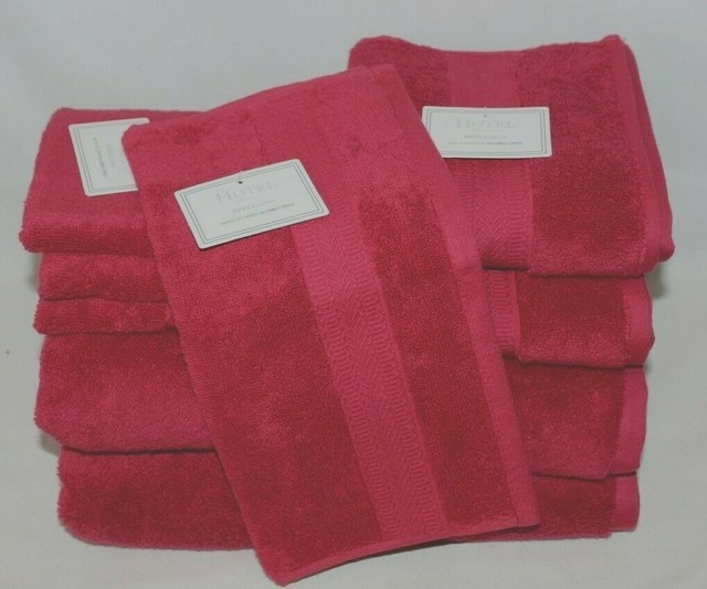 Hotel Luxury Linen Collection Cranberry Red Eight Piece Bathroom Towel