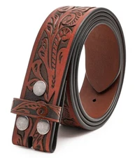 Genuine Full Grain Western Engraved Tooled Leather Belt Strap Belt 1-1/2" Wide