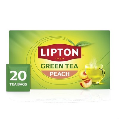 Lipton Peach Green Tea Bags, Flavored, Unsweetened Teabags for 20 Bags