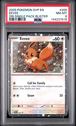 2025 POKEMON SVP DESTINED RIVALS SINGLE PACK BLISTER PROMO #200 EEVEE PSA 8