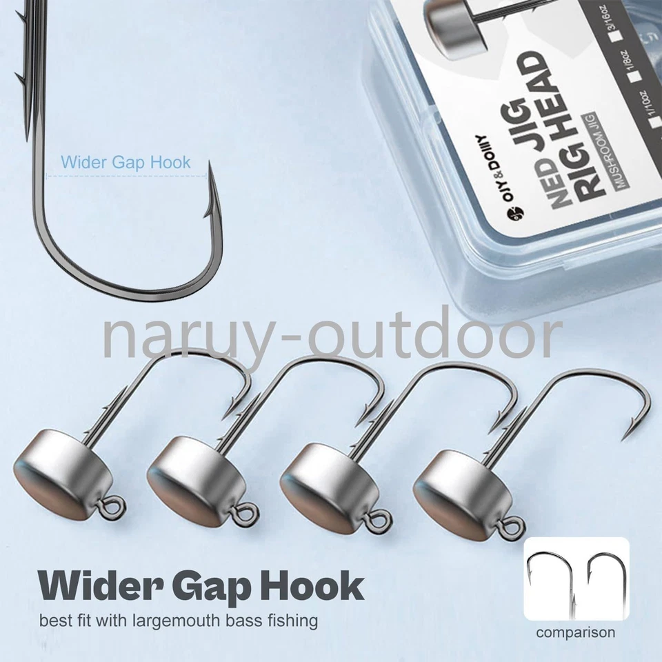 20er Pack Ned Rig Jigköpfe Pilz Jighaken für Barschangeln 1/16 1/8 3/16oz - Bild 2 von 4