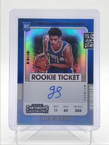 JADEN SPRINGER 2021-22 CONTENDERS ROOKIE TICKET SILVER 76ERS RC AUTO Q4178