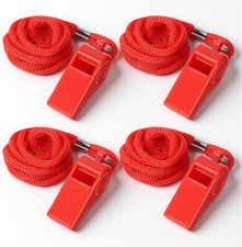 4 Packs Loud Crisp Sound Sports Whistles, Plastic Sports Whistles with Lanyard,