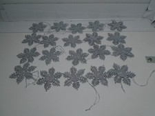 SET OF 20 SILVER GLITTERED PLASTIC SNOWFLAKE 2" ORNAMENTS UNBRANDED CB5294 