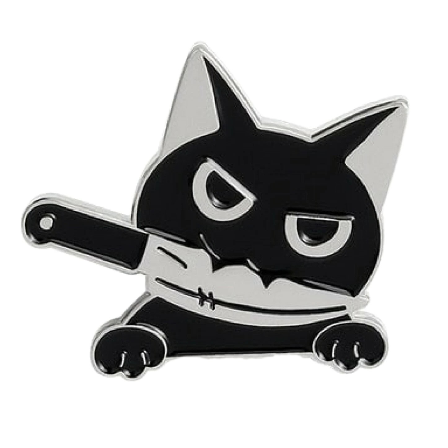 Black Cat Pin Badge Enamel Psycho Cat Knife Ninja Brooch Lapel Bag Pin Jewellery