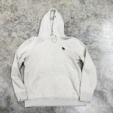 Abercrombie  Fitch Hoodie Sweatshirt Mens Small Gray Fleece Pullover Moose Logo