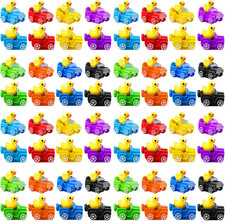80 Pcs Mini Duck with Car 8 Color Figurine Toys Funny Yellow Ducks Driving Toys