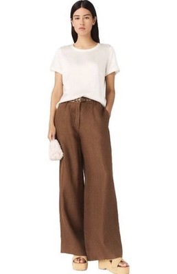 Maje Mixed Material Silk and Cotton T-shirt with Small Embroidered Logo M