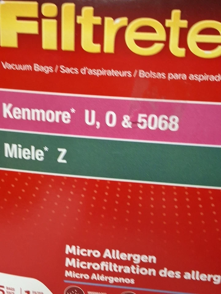 Filtrete  Vacuum Bags 5 Pack & 1 Filter, 68707B Kenmore U,O & 5068  Miele Z - Image 2 of 4