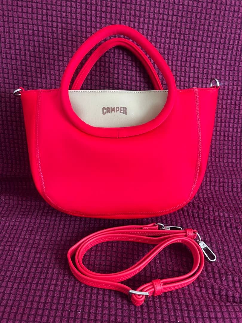 Bolso de Mano CAMPER Rojo con Bolsillo Interior con Cremallera Mujer Moda Bolso de Mano