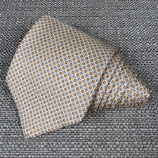 Brooks Brothers Men's Tie Gold Silver Foulard Necktie All Silk 59" x 3 3/4" USA