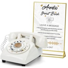 Audio Guest Book Wedding Phone,32GB Memory Customized Audio Messages, Beige S