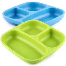 Kids Divided Plates Set 2-pack Melamine-Free Sectioned Plates for Kids and ...