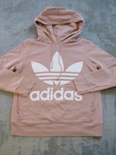 Adidas Originals Trefoil Hoodie Womens Small Pink Pullover Sweatshirt Logo