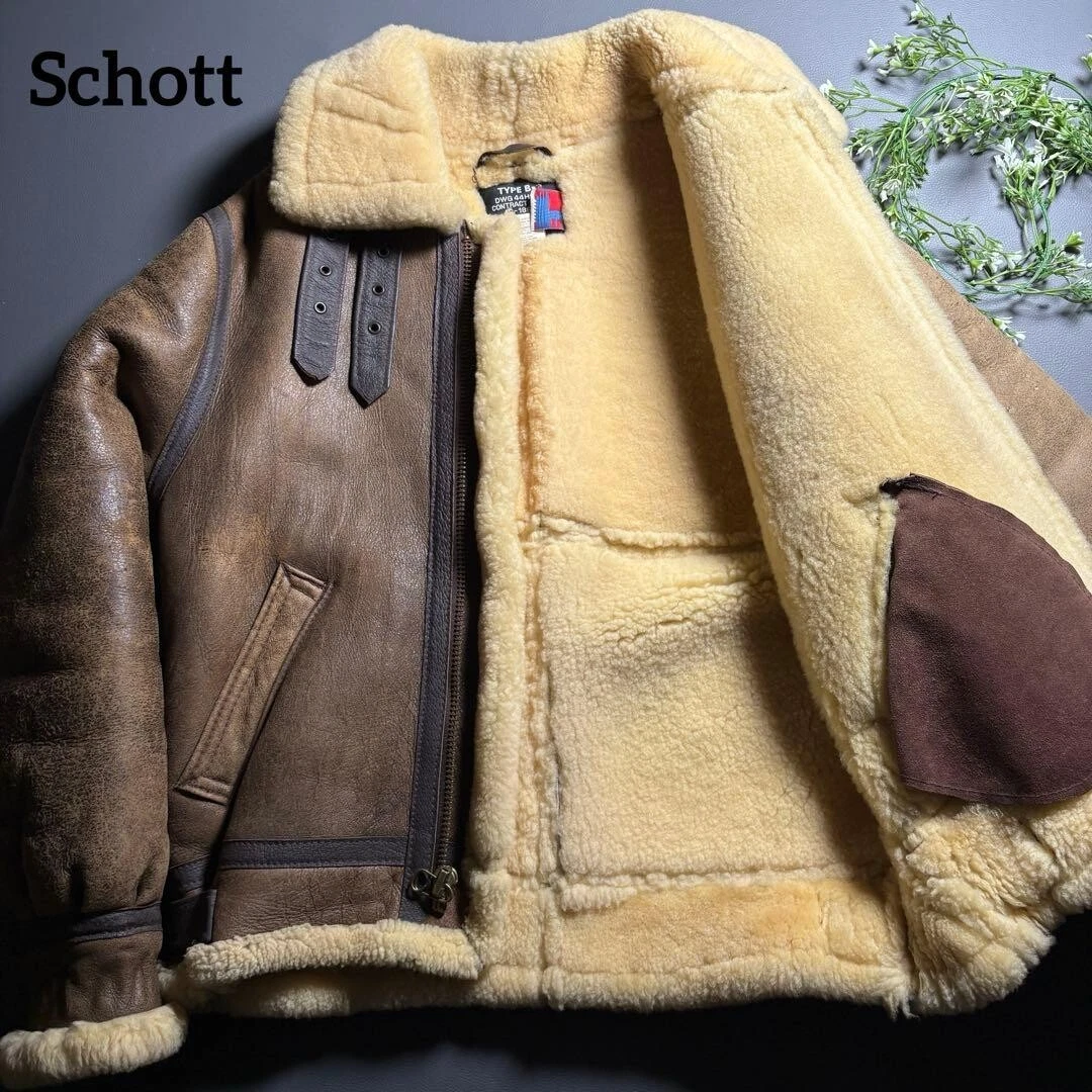 Chaqueta de Vuelo Schott B3 Cuero de Oveja Marrón Talla 38 Hecha en EE. UU.