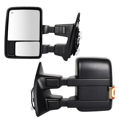 Power Heated Tow Mirrors For 99-07 Ford F250-F550 Super Duty Smoke Turn Signal