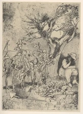 Franco Gentilini - Girl under the olive tree - 1 color lithograph