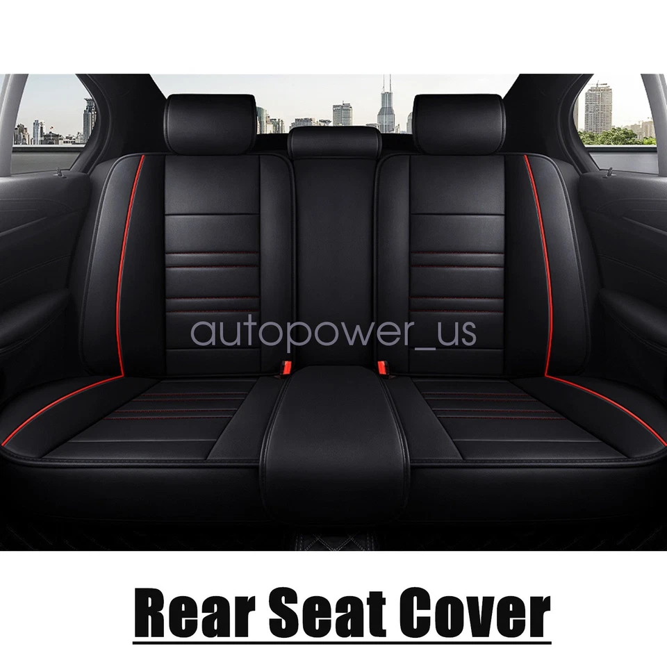 Juego completo de 5 fundas de asientos de cuero sintético negro + rojo para coche Subaru Impreza 2007-2021 Foto 4 de 4