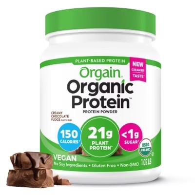 Orgain Organic Vegan Plant Based Protein Powder - Creamy Chocolate Fudge-16.32oz