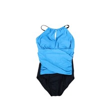 Swim Solutions Women's One Pc Swimsuit Tummy Control Blue 12