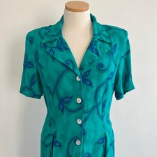 Vintage vibrant teal maxi shirt dress