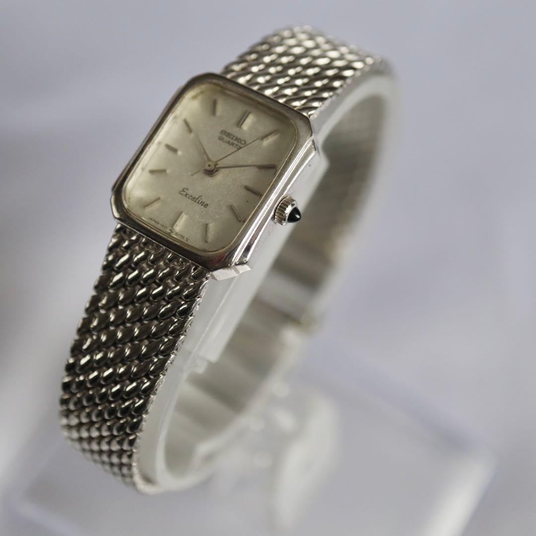 Seiko Excelline Quartz Dress Watch Womens Square Silver Timepiece Vintage image 4