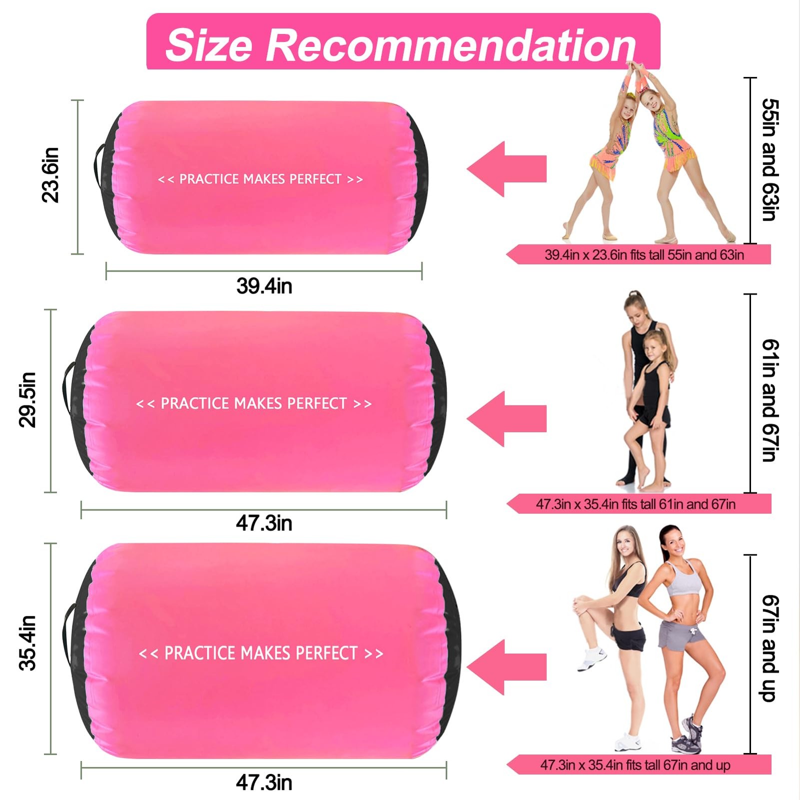 Gymnastics Air Barrel Tumbling Trainer 4t L x 2.5ft D Octagon Mat Roller Back...