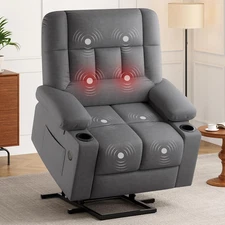 Oversized Power Lift Recliner Chair with Massage and Heat for Elderly Big and Ta